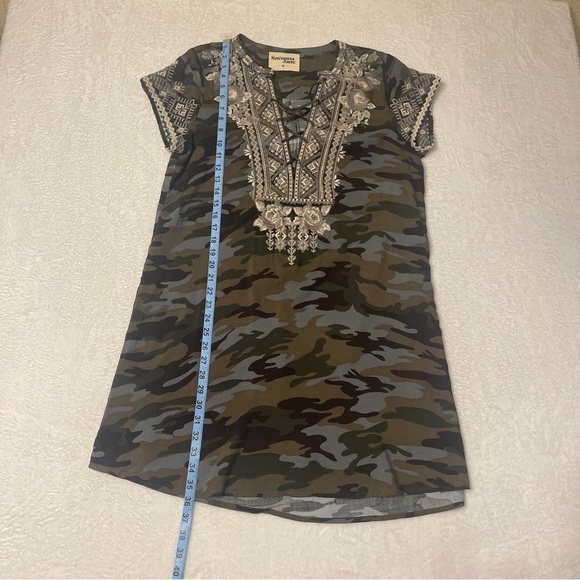 Savanna Jane Camo Print Embroidered T-Shirt Mini Dress Women's Medium - Picture 5 of 8
